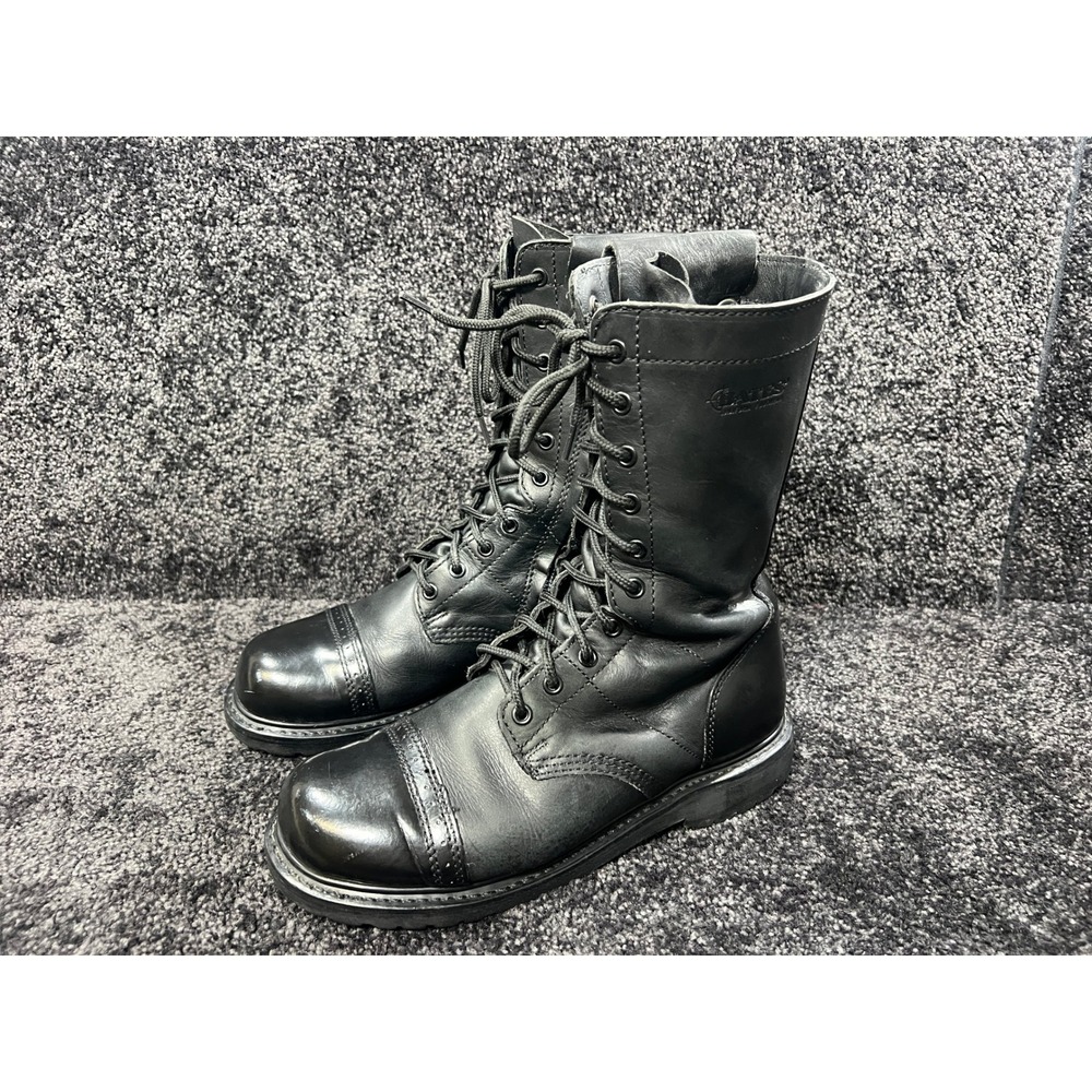 Bates Mens Paratrooper Black Leather Combat Boots Side Zip Oil Resistant US 9